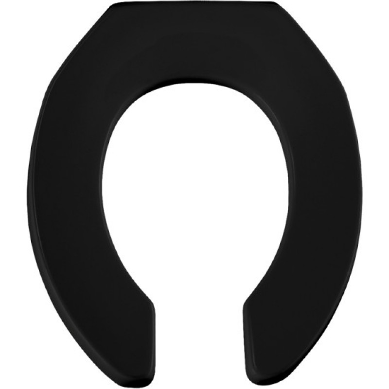 Round Open Front Commercial Plastic Toilet Seat in Black Never Loosens