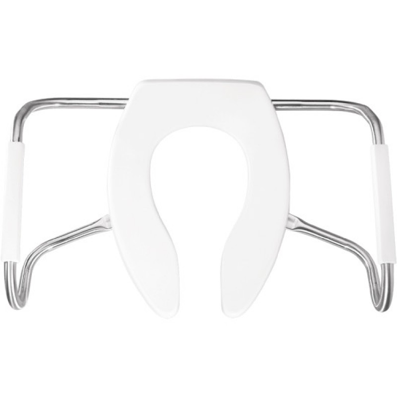 Medic-Aid Never Loosens Elongated Open Front Less Cover Commercial Plastic  Toilet Seat in White with DuraGuard